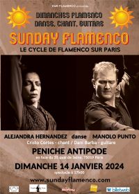 spectacle Sunday Flamenco. Le dimanche 14 janvier 2024 à Paris19. Paris.  17H00